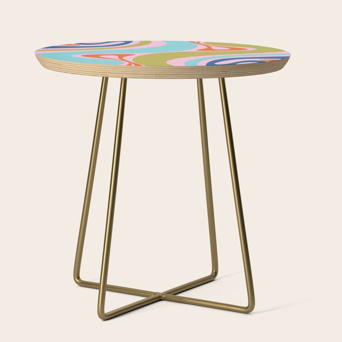 Retro Abstract New Groove Trippy Boho Pattern Multicolored on Pink Side Table Gallery Image 1