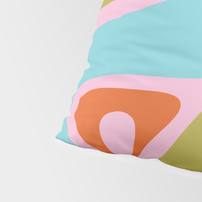 Retro Abstract New Groove Trippy Boho Pattern Multicolored on Pink Pillow Sham Gallery Image 4