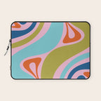 Retro Abstract New Groove Trippy Boho Pattern Multicolored on Pink Laptop Sleeve Gallery Image 1