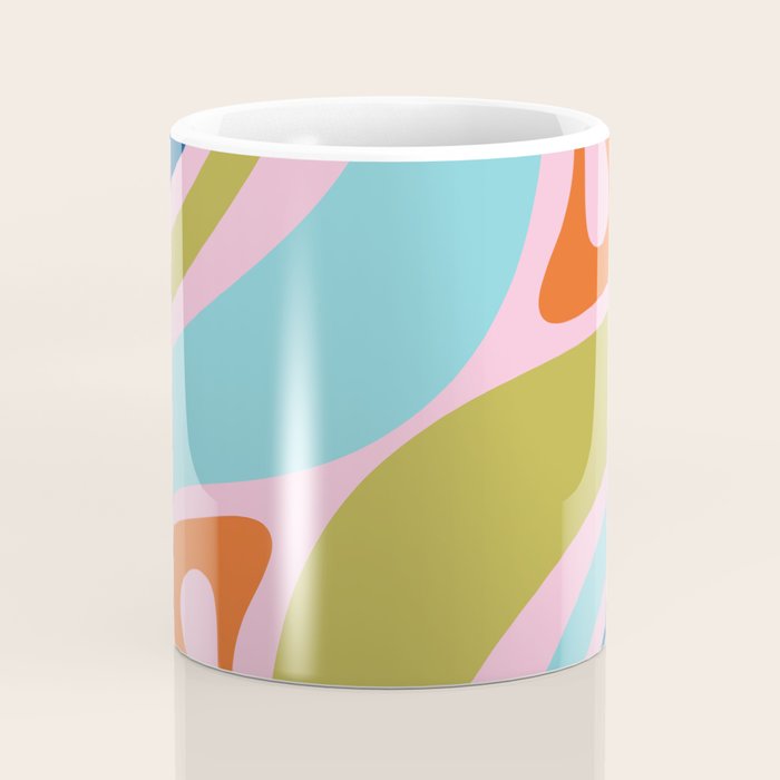 Retro Abstract New Groove Trippy Boho Pattern Multicolored on Pink Coffee Mug Gallery Image 4