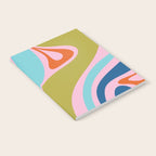 Retro Abstract New Groove Trippy Boho Pattern Multicolored on Pink Notebook Gallery Image 2