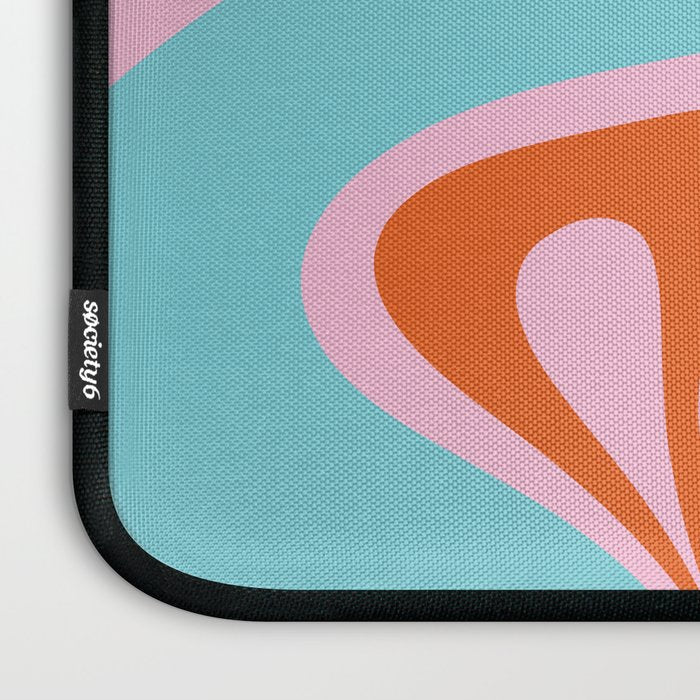 Retro Abstract New Groove Trippy Boho Pattern Multicolored on Pink Laptop Sleeve Gallery Image 3
