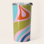 Retro Abstract New Groove Trippy Boho Pattern Multicolored on Pink Travel Mug Gallery Image 2