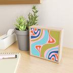 Retro Abstract New Groove Trippy Boho Pattern Multicolored on Pink Mini Art Print Gallery Image 2
