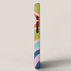 Retro Abstract New Groove Trippy Boho Pattern Multicolored on Pink iPhone Case Gallery Image 2