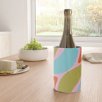 Retro Abstract New Groove Trippy Boho Pattern Multicolored on Pink Wine Chiller Gallery Image 4