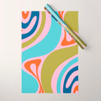 Retro Abstract New Groove Trippy Boho Pattern Multicolored on Pink Wrapping Paper Gallery Image 1