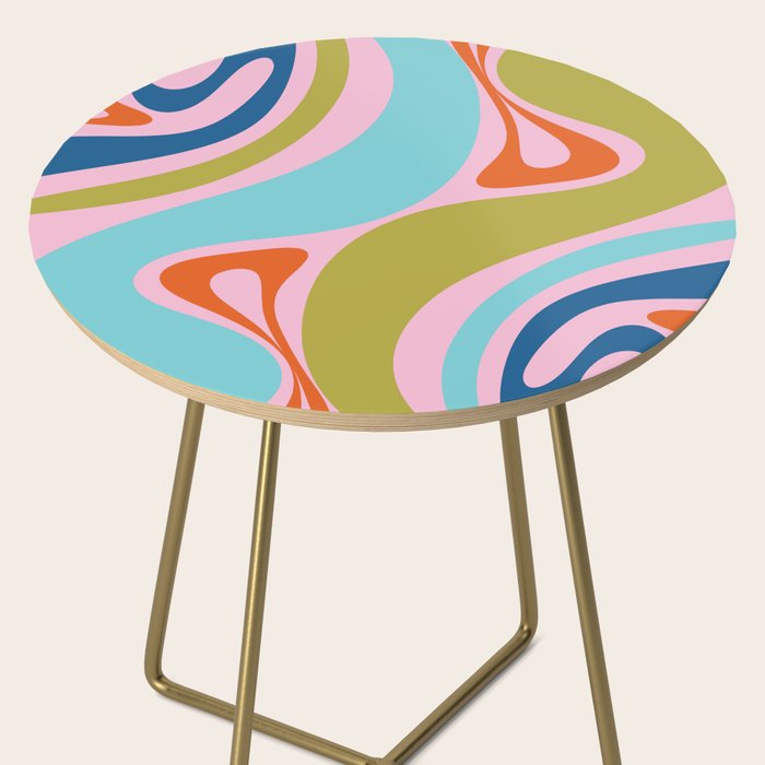 Retro Abstract New Groove Trippy Boho Pattern Multicolored on Pink Side Table Gallery Image 2