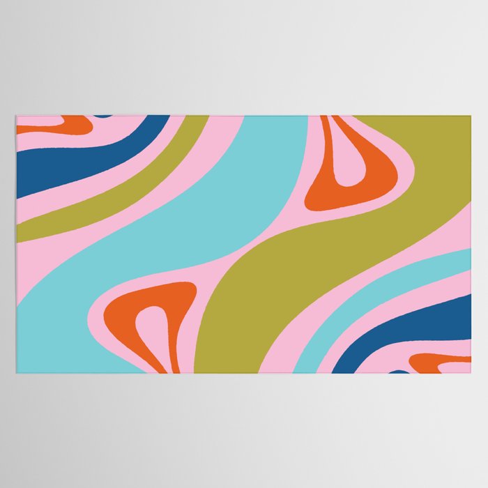 Retro Abstract New Groove Trippy Boho Pattern Multicolored on Pink Tablecloth Gallery Image 2