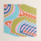Retro Abstract New Groove Trippy Boho Pattern Multicolored on Pink Wrapping Paper Gallery Image 3