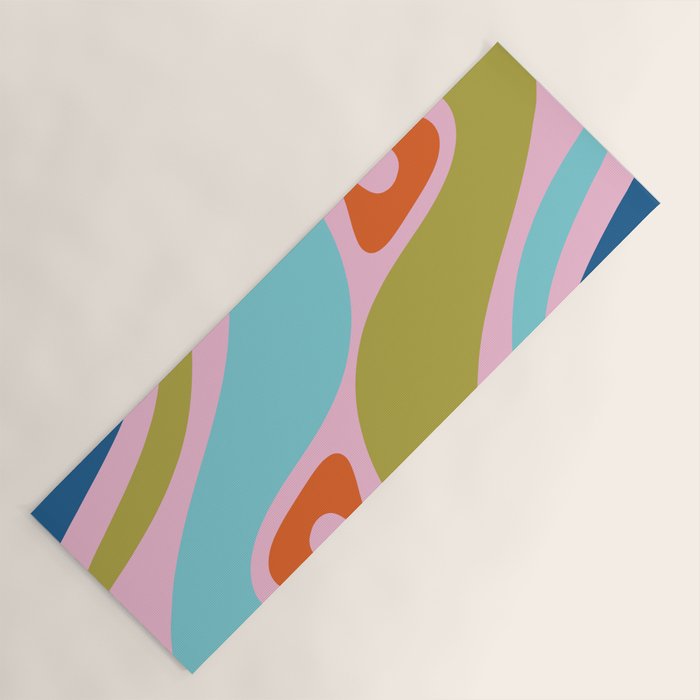 Retro Abstract New Groove Trippy Boho Pattern Multicolored on Pink Yoga Mat Gallery Image 1