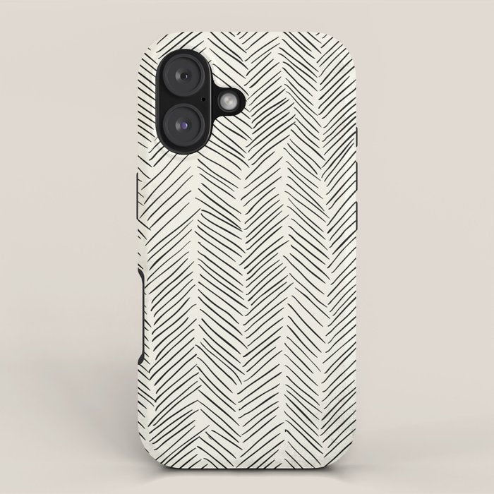 Herringbone Black on Cream iPhone Case Gallery Image 1
