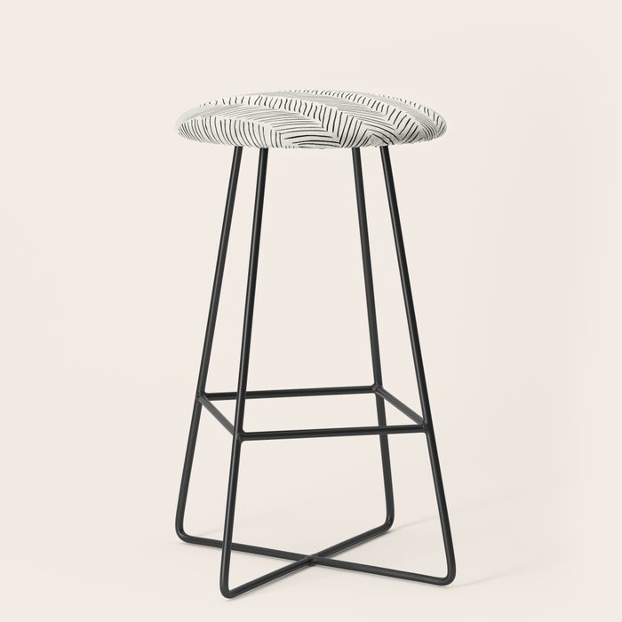 Herringbone Black on Cream Stool Gallery Image 1