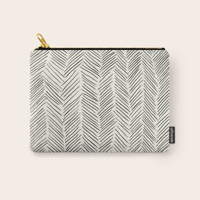 Herringbone Black on Cream Carry All Pouch Gallery Image 1