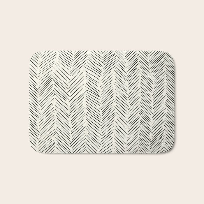 Herringbone Black on Cream Bath Mat Gallery Image 1