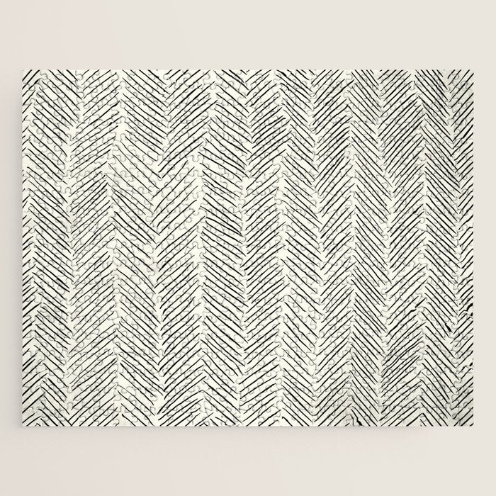 Herringbone Black on Cream Jigsaw Puzzle Gallery Image 1