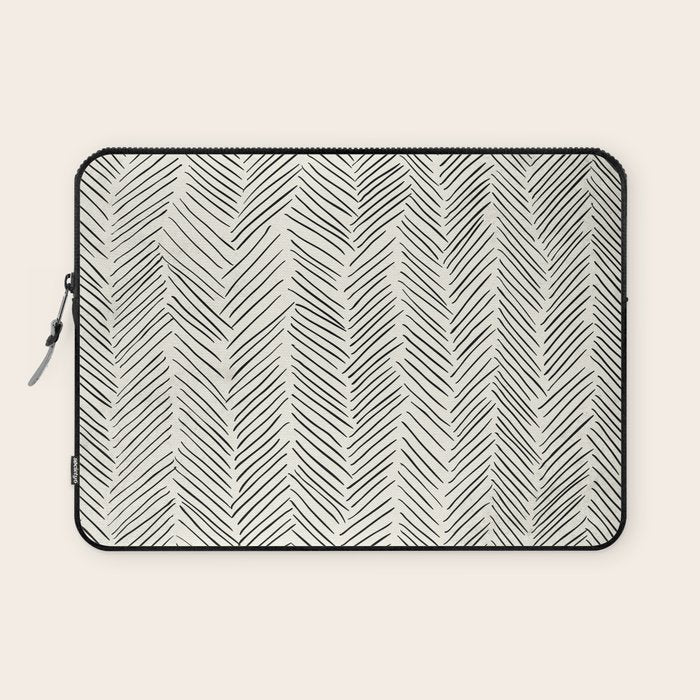 Herringbone Black on Cream Laptop Sleeve Gallery Image 1