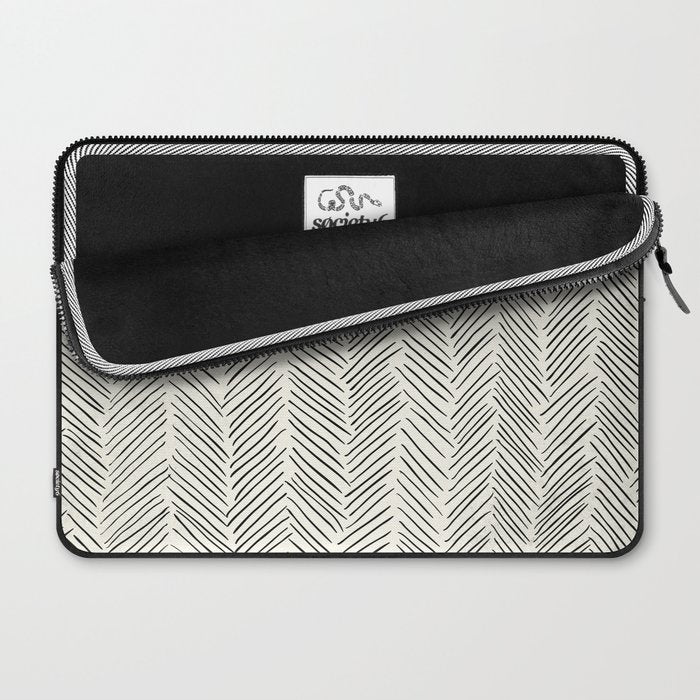 Herringbone Black on Cream Laptop Sleeve Gallery Image 2