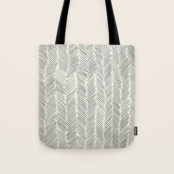 Herringbone Black on Cream Tote Bag Gallery Image 1