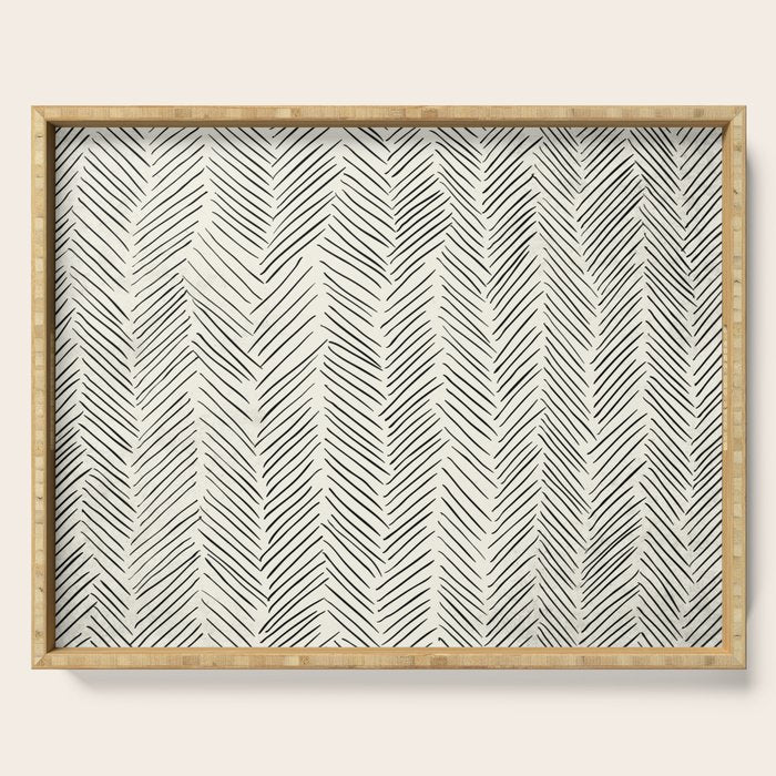 Herringbone Black on Cream Serving Tray Gallery Image 1