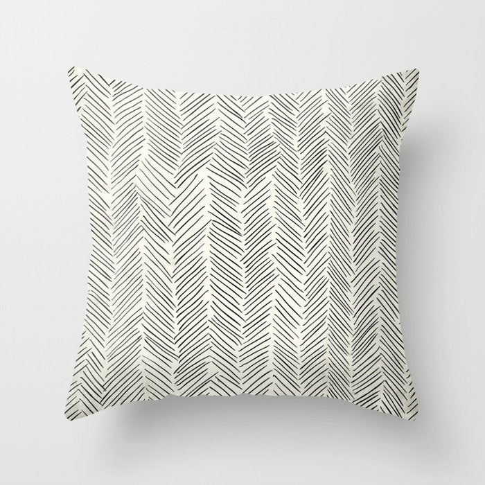 Herringbone Black on Cream Throw Pillow Gallery Image 6