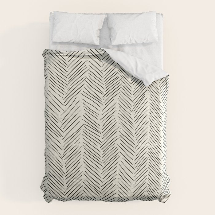 Herringbone Black on Cream Duvet Cover Gallery Image 6
