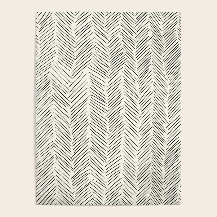 Herringbone Black on Cream Poster Gallery Image 4