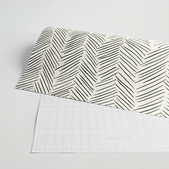 Herringbone Black on Cream Wrapping Paper Gallery Image 2