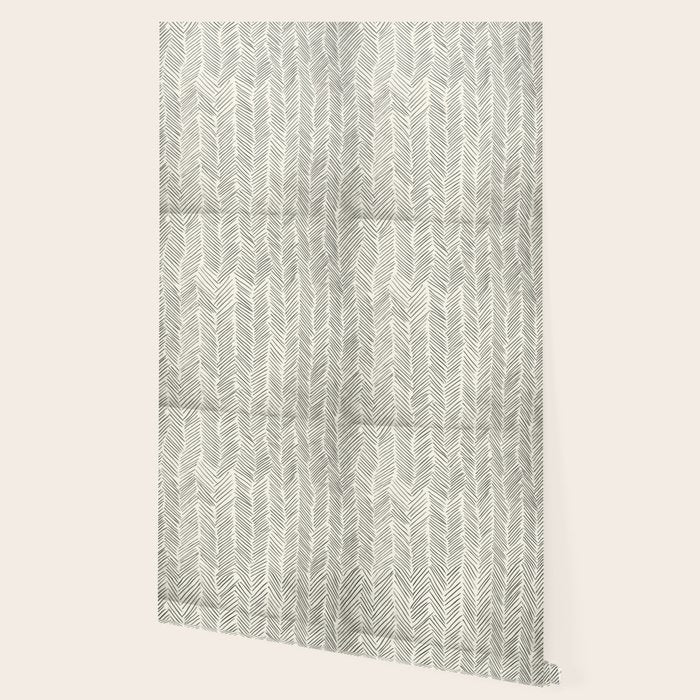 Herringbone Black on Cream Wallpaper Gallery Image 2