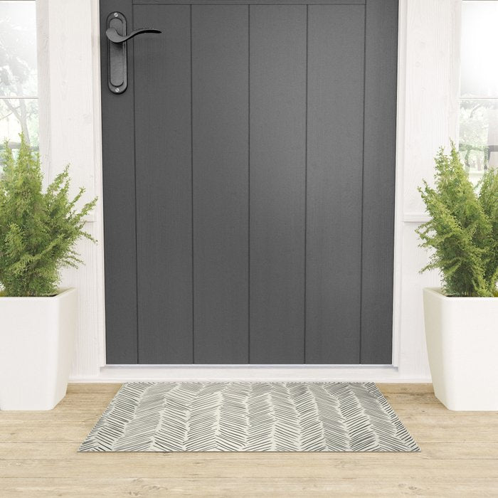 Herringbone Black on Cream Welcome Mat Gallery Image 3