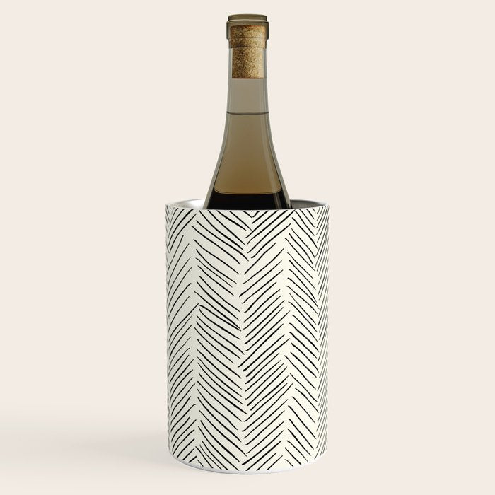 Herringbone Black on Cream Wine Chiller Gallery Image 1