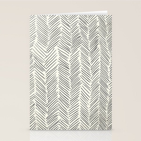 Herringbone Black on Cream Stationery Card Gallery Image 2