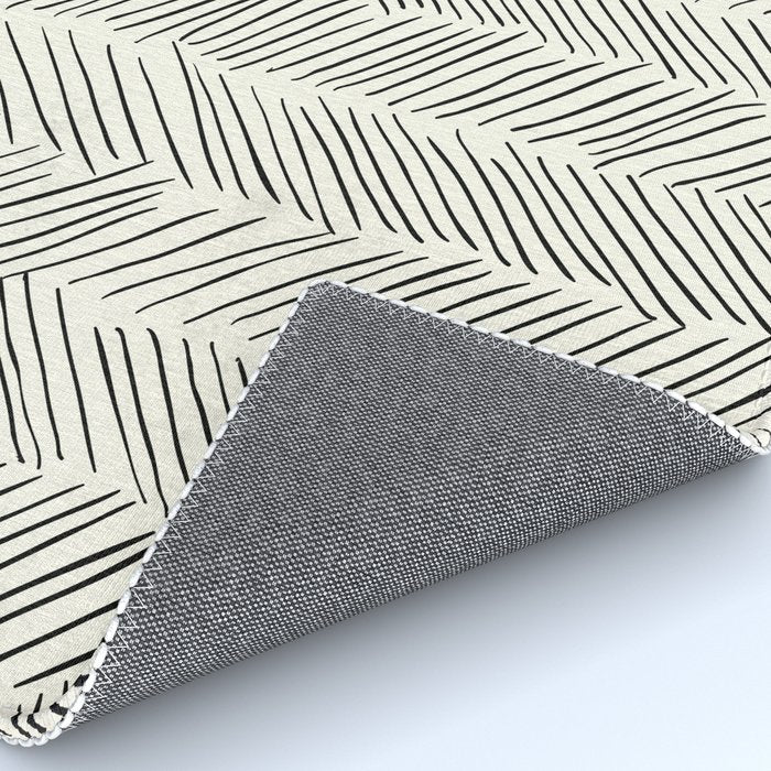Herringbone Black on Cream Rug Gallery Image 4