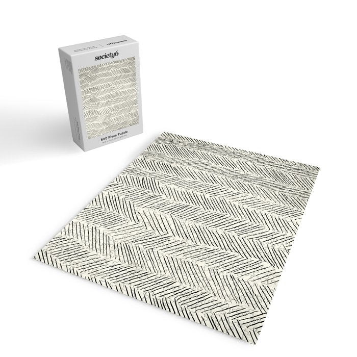 Herringbone Black on Cream Jigsaw Puzzle Gallery Image 2