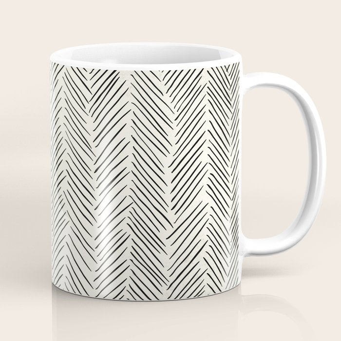 Herringbone Black on Cream Coffee Mug Gallery Image 1