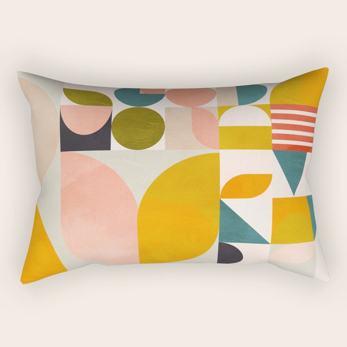 mid century geometry abstract shapes bauhaus Rectangular Pillow Gallery Image 2