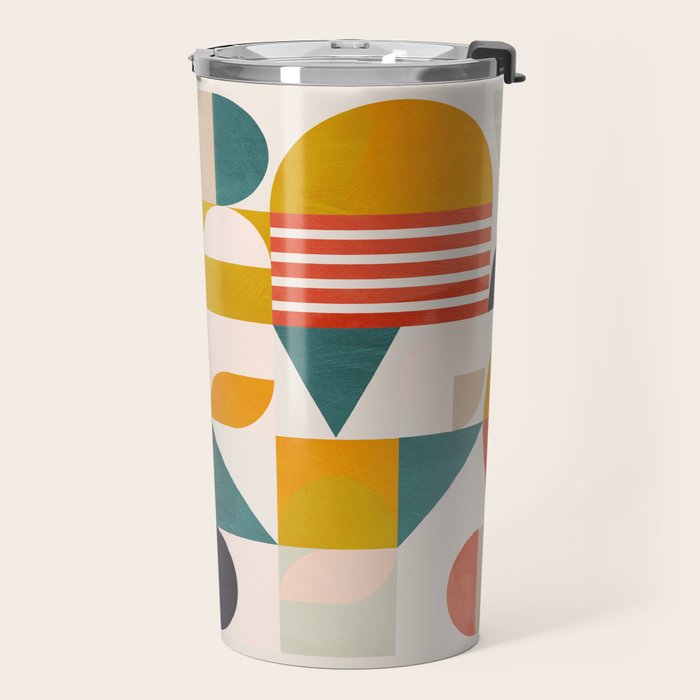 mid century geometry abstract shapes bauhaus Travel Mug Gallery Image 2
