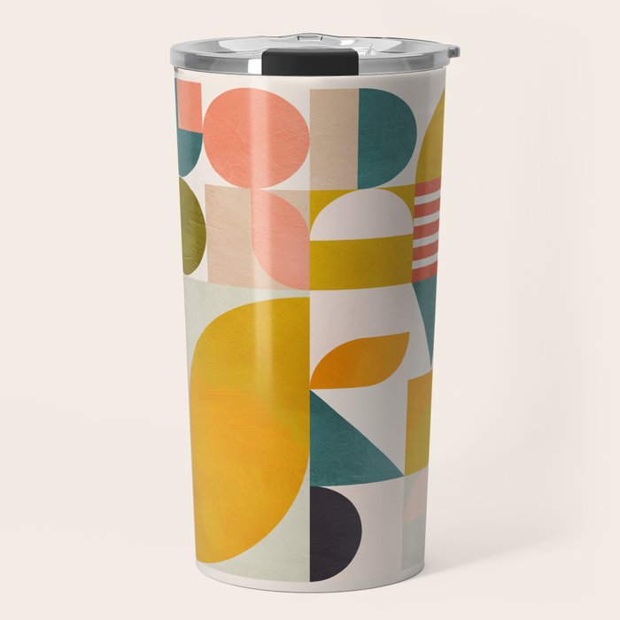 mid century geometry abstract shapes bauhaus Travel Mug Gallery Image 1