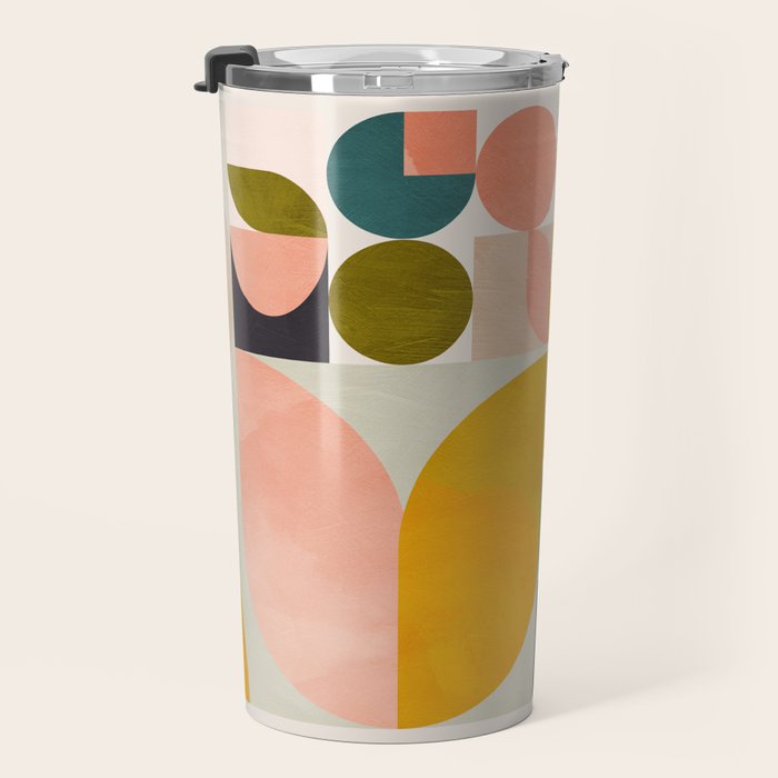 mid century geometry abstract shapes bauhaus Travel Mug Gallery Image 3