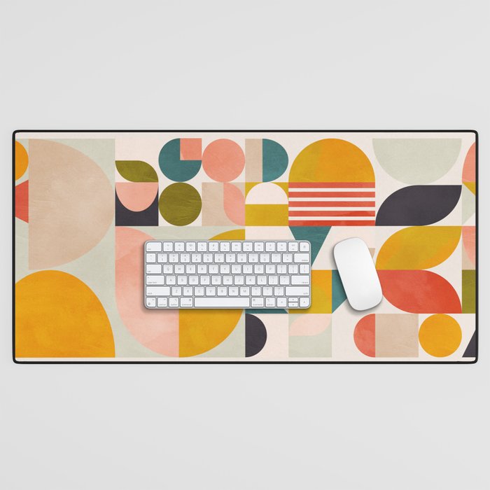 mid century geometry abstract shapes bauhaus Desk Mat Gallery Image 1