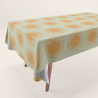 Boho Summer Sun Pattern VIII Sage and Orange Tablecloth Gallery Image 1
