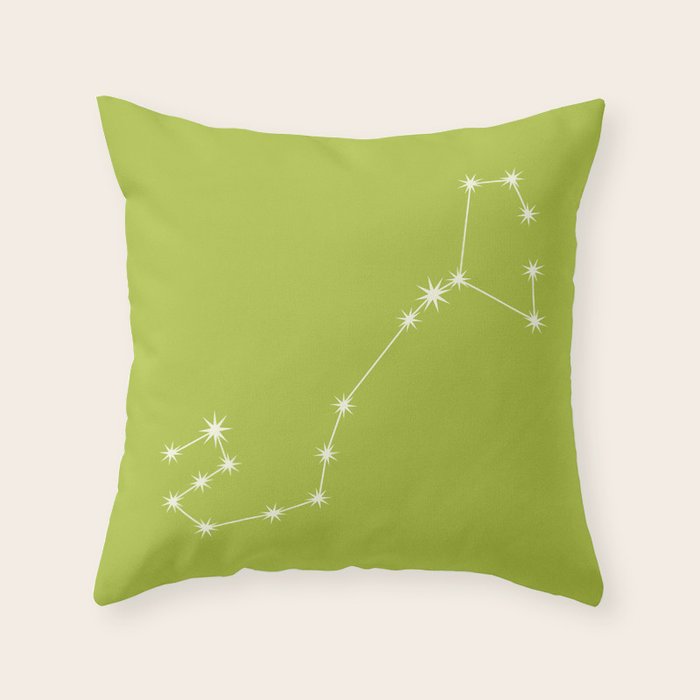 Scorpio Zodiac Star Constellation Line Art Chartreuse Green Throw Pillow Gallery Image 1
