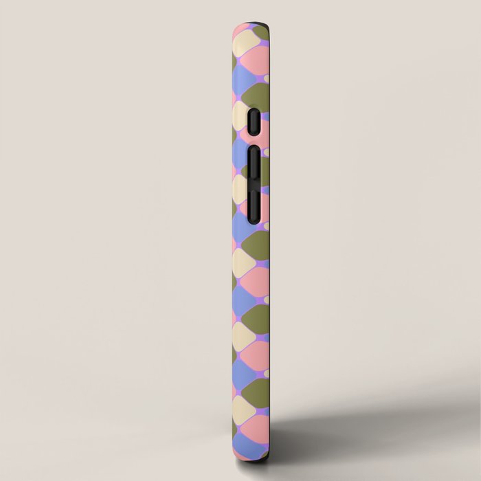 Checkered Geometric Shapes - Very Peri, Blue, Olive, Pink and Cream  iPhone Case Gallery Image 2