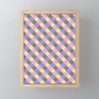 Checkered Geometric Shapes - Very Peri, Blue, Olive, Pink and Cream  Mini Art Print Gallery Image 1