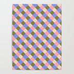 Checkered Geometric Shapes - Very Peri, Blue, Olive, Pink and Cream  Poster Gallery Image 4