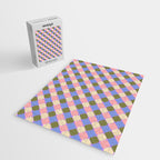 Checkered Geometric Shapes - Very Peri, Blue, Olive, Pink and Cream  Jigsaw Puzzle Gallery Image 2