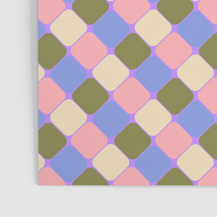 Checkered Geometric Shapes - Very Peri, Blue, Olive, Pink and Cream  Poster Gallery Image 3