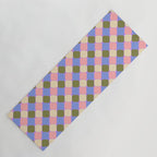 Checkered Geometric Shapes - Very Peri, Blue, Olive, Pink and Cream  Yoga Mat Gallery Image 1