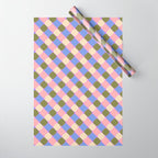 Checkered Geometric Shapes - Very Peri, Blue, Olive, Pink and Cream  Wrapping Paper Gallery Image 1