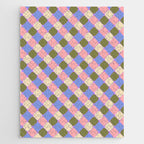Checkered Geometric Shapes - Very Peri, Blue, Olive, Pink and Cream  Jigsaw Puzzle Gallery Image 1